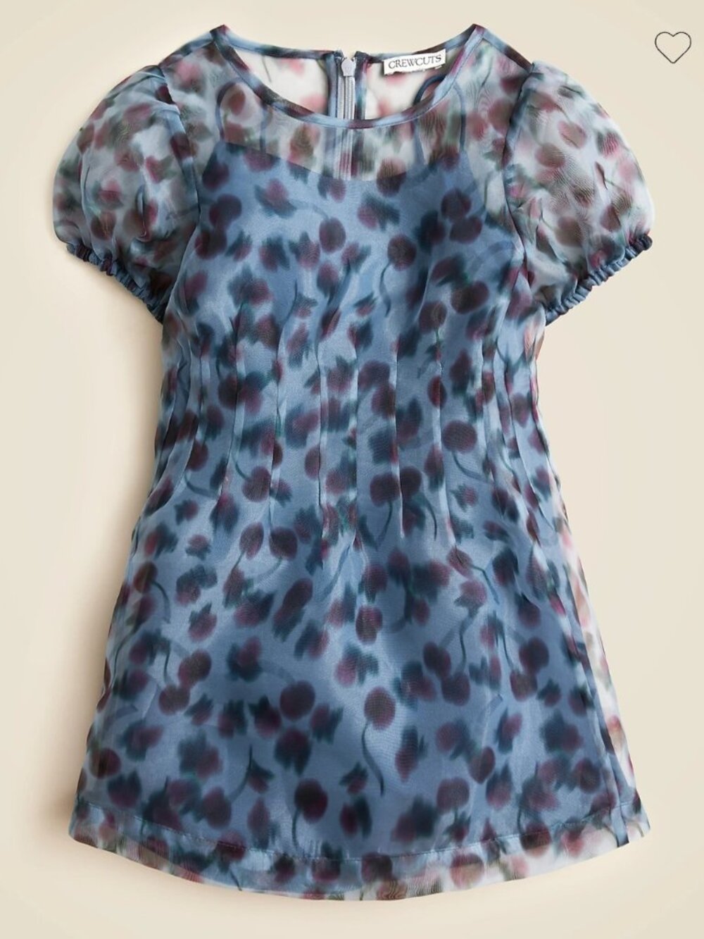 NWOT JCrew CREWCUTS Girls' puff-sleeve organza dress in blurry cherries print 🍒